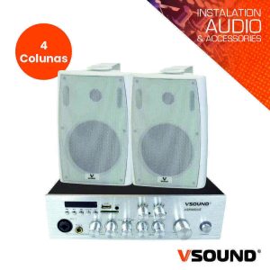 Sistema de Sonorização 120W 12/220V 100V 80m2 VSOUND - (VSPASET60W)