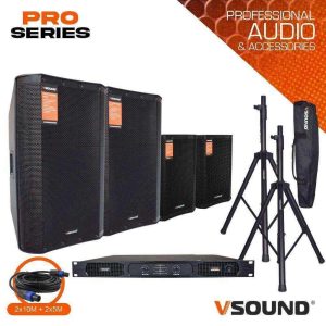 Sistema de Som Amplificado Pro Series 2000W VSOUND - (VSSPRO2000-158)