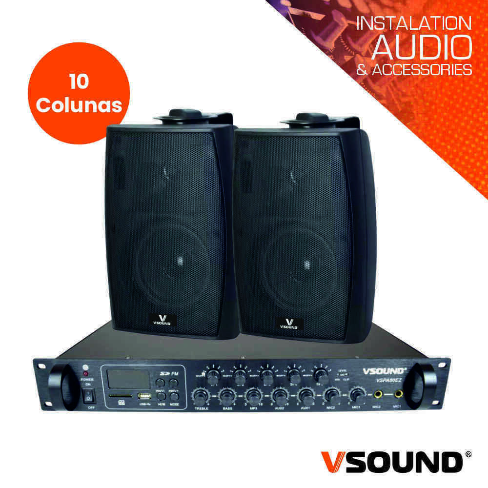 Sistema de Sonorização 160W 220V 100V 120m2 VSOUND - (VSPASET160B)