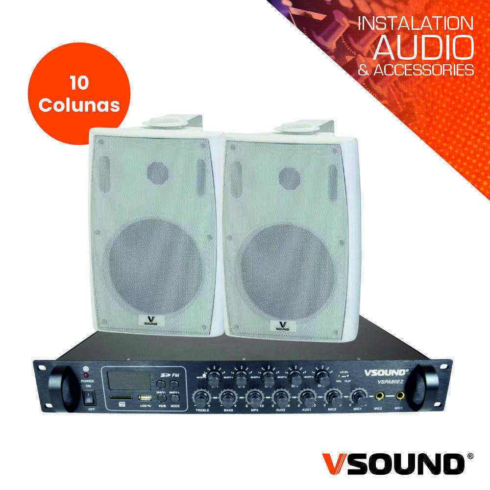 Sistema de Sonorização 160W 220V 100V 120m2 VSOUND - (VSPASET160W)