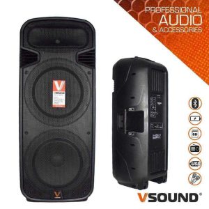 Coluna Amplificada 2x15" USB/FM/BT/SD/BAT MIC VSOUND - (VSSP215)
