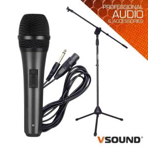 Conjunto Microfone e Suporte Microfone Profissional VSOUND - (MIC-SET)