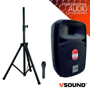 Coluna Amplificada 8" USB/BT/SD/BAT MIC S/Fios C/ Suporte - (SOUND-SET-18)