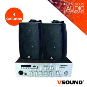 Sistema de Sonorização 120W 12/220V 100V 80m2 VSOUND - (VSPASET60B)