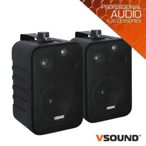 Conjunto De 2 Colunas Abs 4" 10W Pretas VSOUND - (VSS410P)