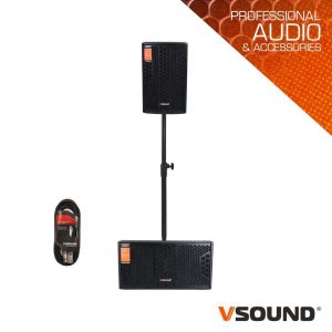 Sistema de Som Amplificado Pro 1.1 2x8" 1200W DSP VSOUND - (VSSDSP1200A)