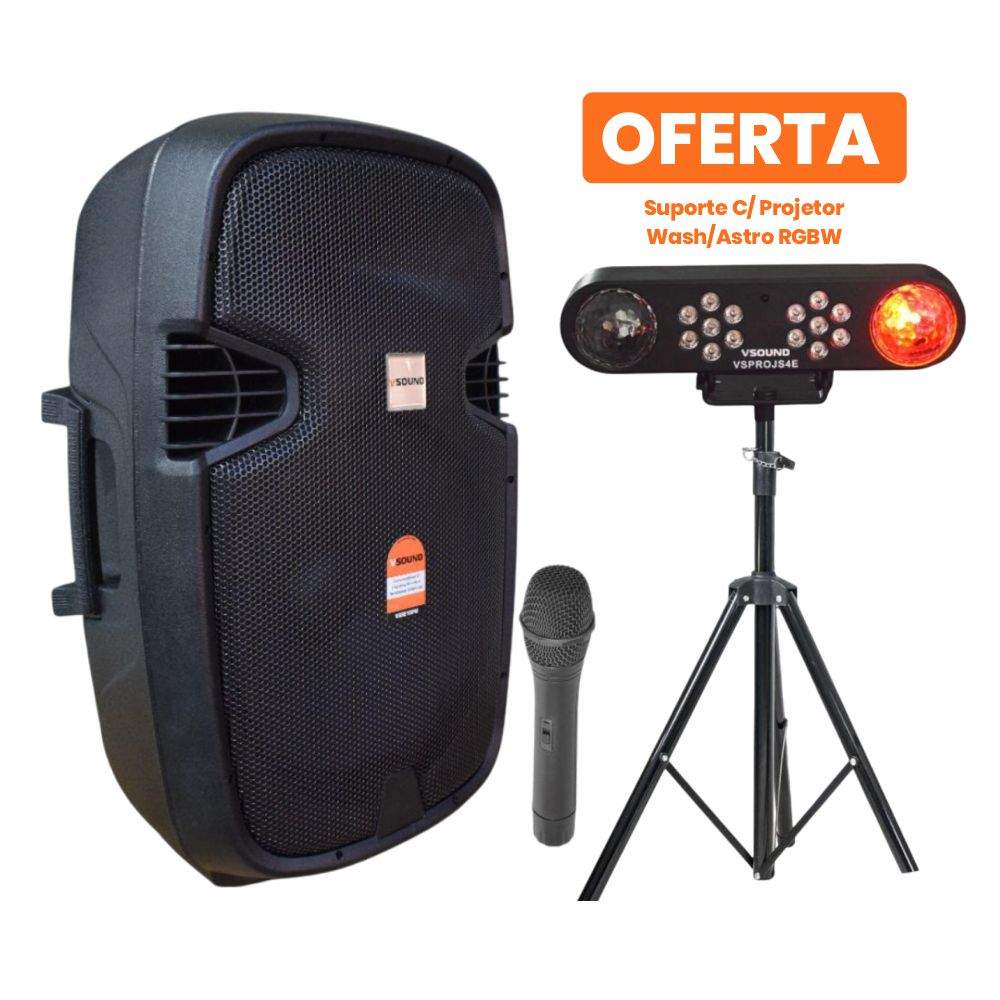 Coluna Amplificada 15" C/ Bateria C/ OFERTA Projetor - (CARNIVAL-SET-01)