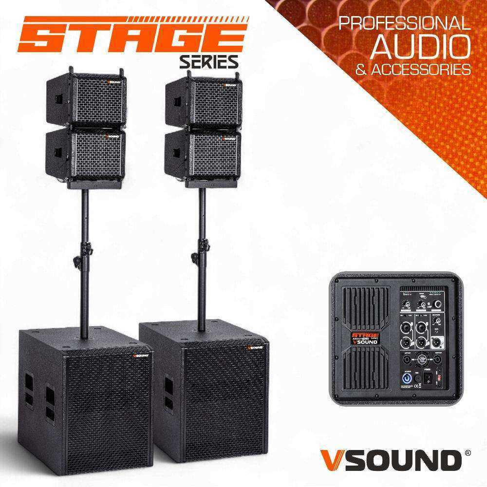 Sistema LINE-ARRAY Ativo 4 Colunas 6" 2xSUB 13" 4000W VSOUND - (VSSARRAY4000)