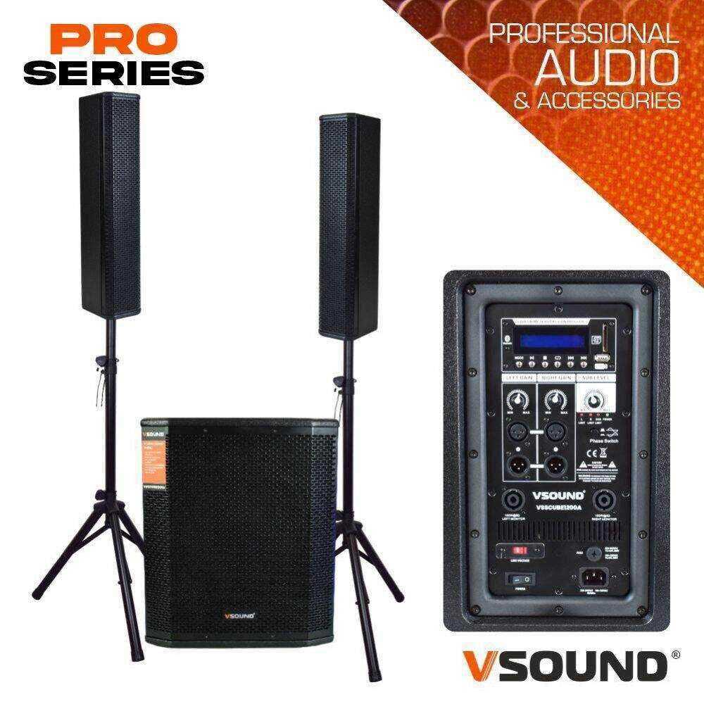 Sistema de Som Bi-Amplificado 12" USB/SD/BT 1200W VSOUND - (VSSCUBE1200A)