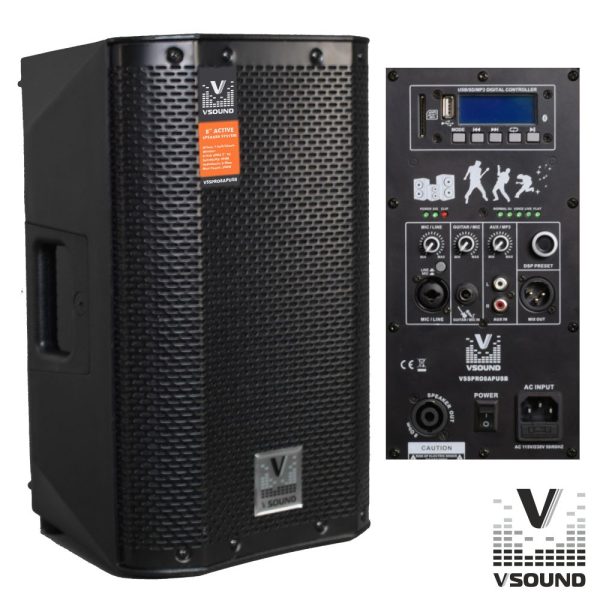 Coluna Bi-Amplificada PRO 8" USB/SD/FM/BT 300W VSOUND - (VSSPRO8APUSB)